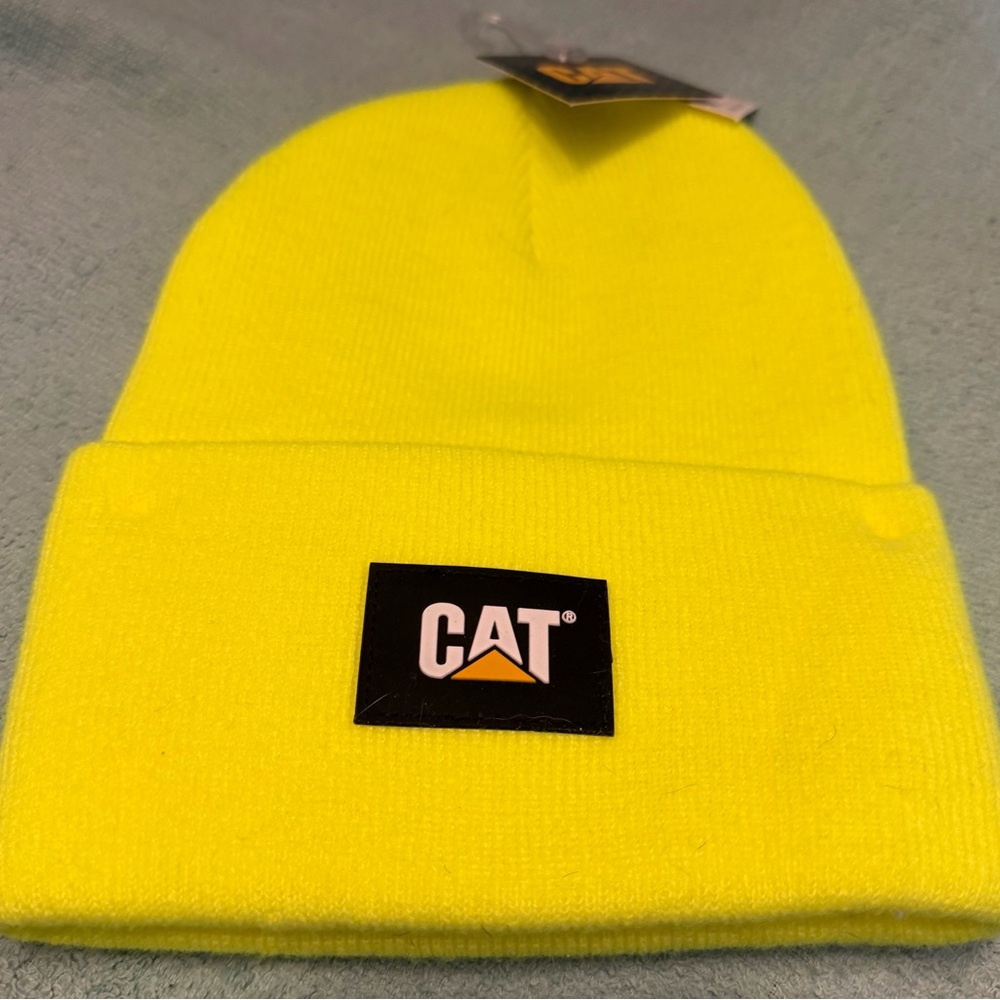 Caterpillar CAT Label Cuff Beanie-Neon-Hi-Vis Yellow OSFM 1090026